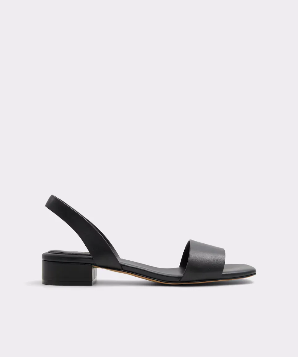 Женские кожаные босоножки на плоской подошве с квадратным носком Aldo, черный