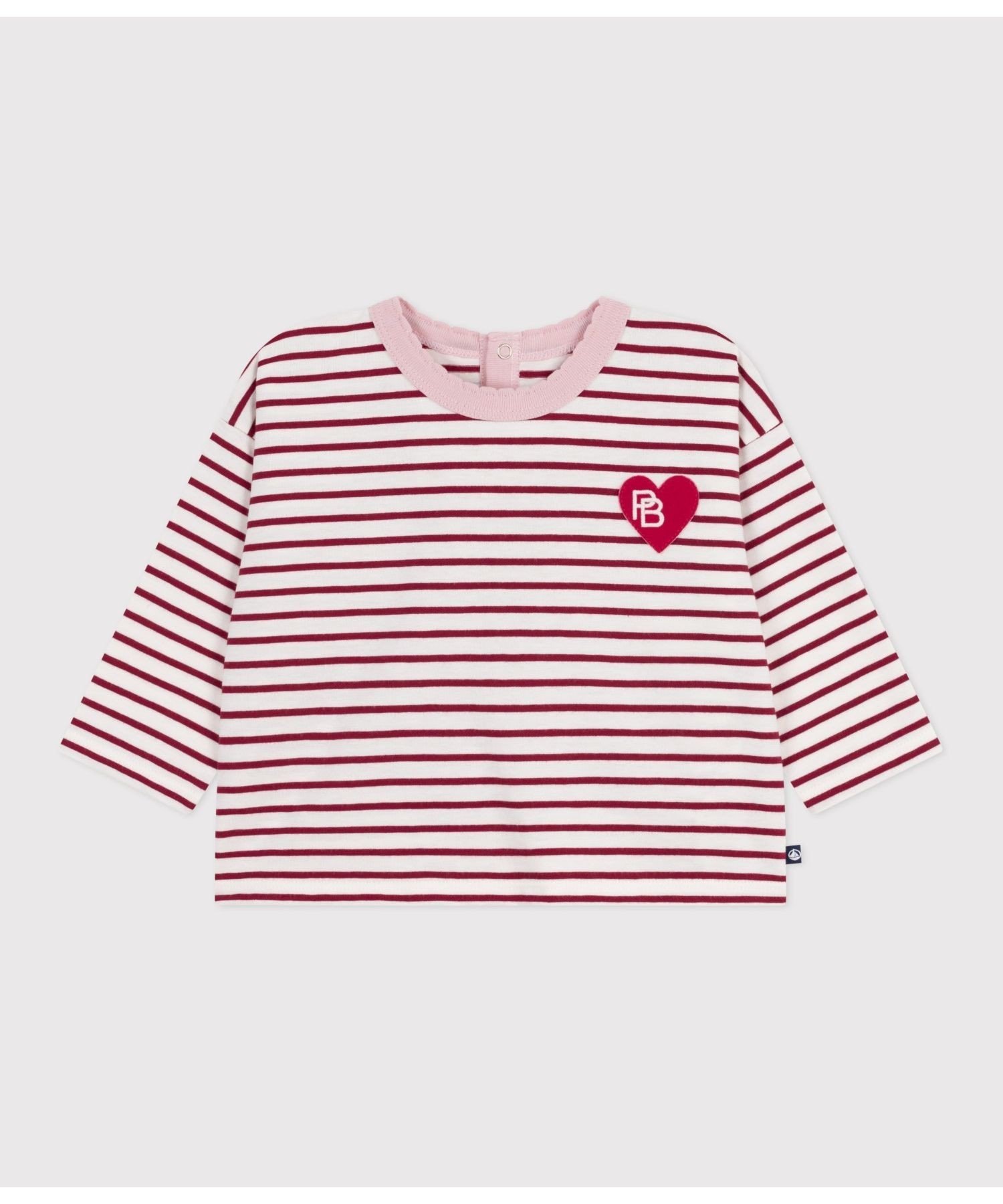 Футболка с длинными рукавами PETIT BATEAU, Off-white/Red