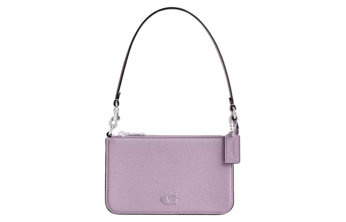

COACH Кожаная сумка через плечо из парусины с вставками малого размера женская фиолетовая