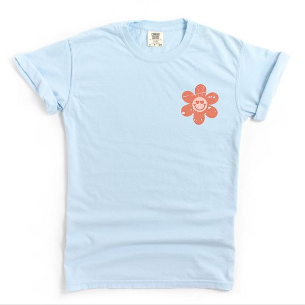 

SWSmiley клетчатый принт с цветами спереди и сзади - женская футболка garment dyed Simply Sage Market, Chambray