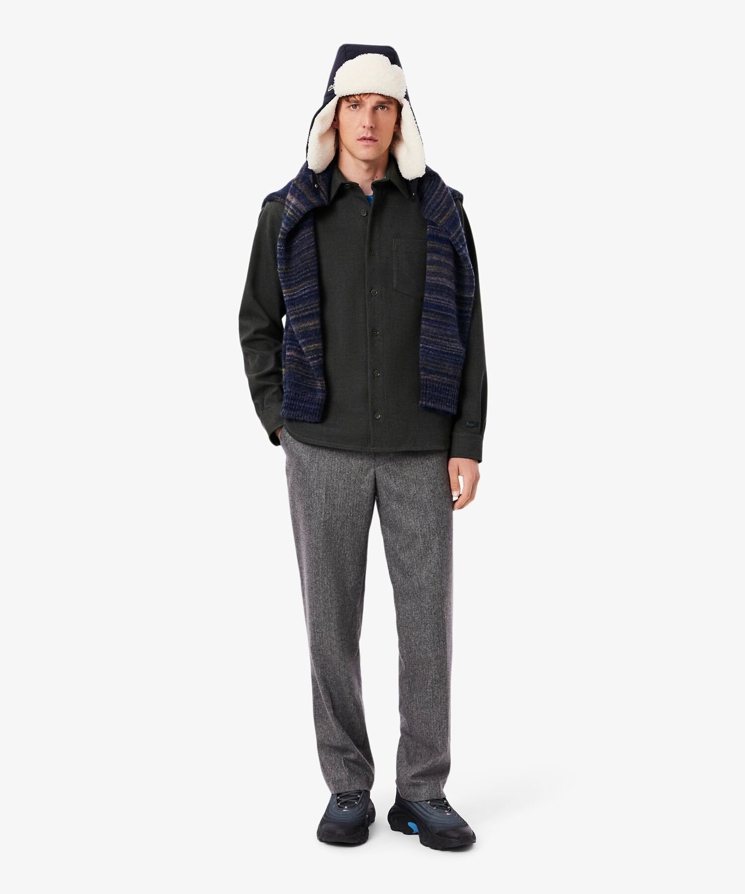 Плотная, свободная двусторонняя рубашка-накидка LACOSTE, Gray — фото 3