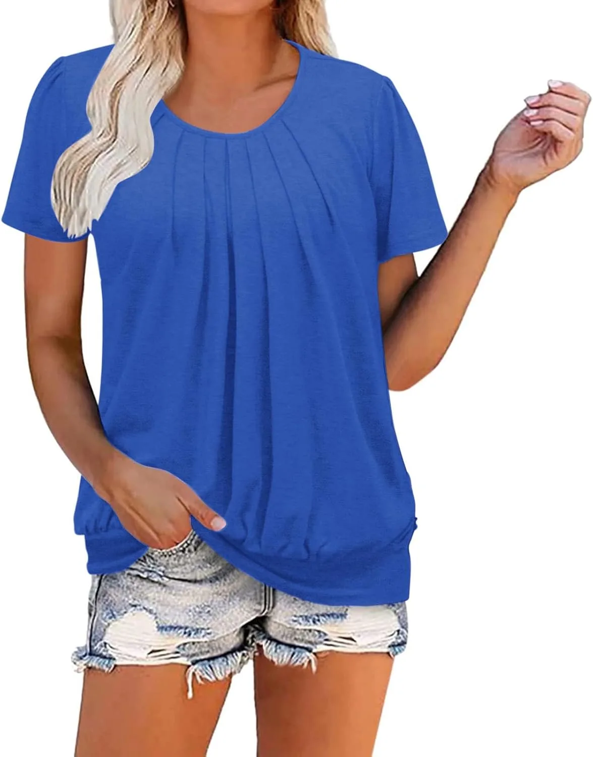 

Женская футболка с коротким рукавом и плиссировкой спереди