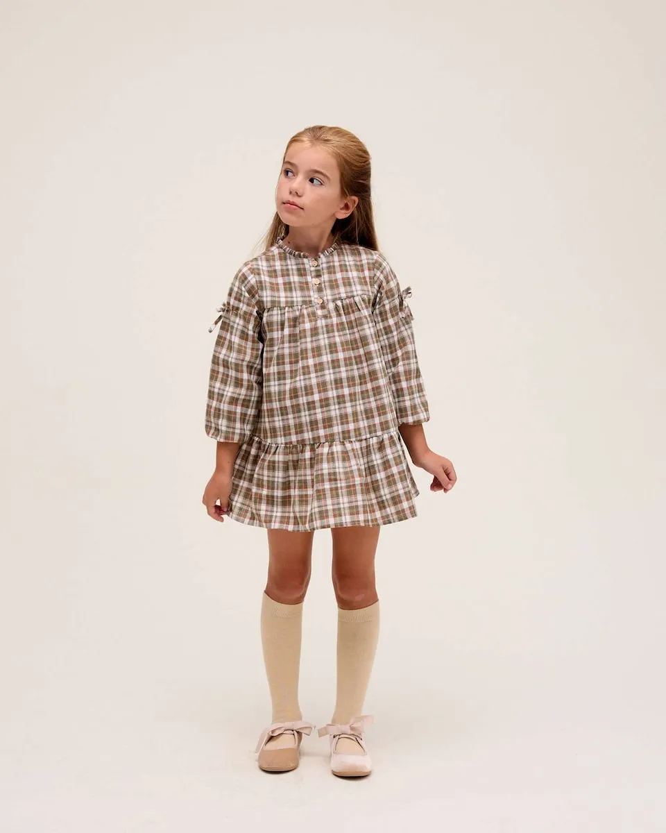 

Детское платье в клетку Dadati, коричневый