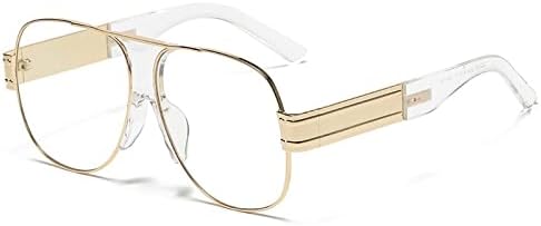 

Большие солнцезащитные очки для женщин, металлическая оправа, овальные солнцезащитные очки для мужчин, ретро-очки для вождения, прозрачные зеркальные очки UV400 MTZJH, Gold Transparent