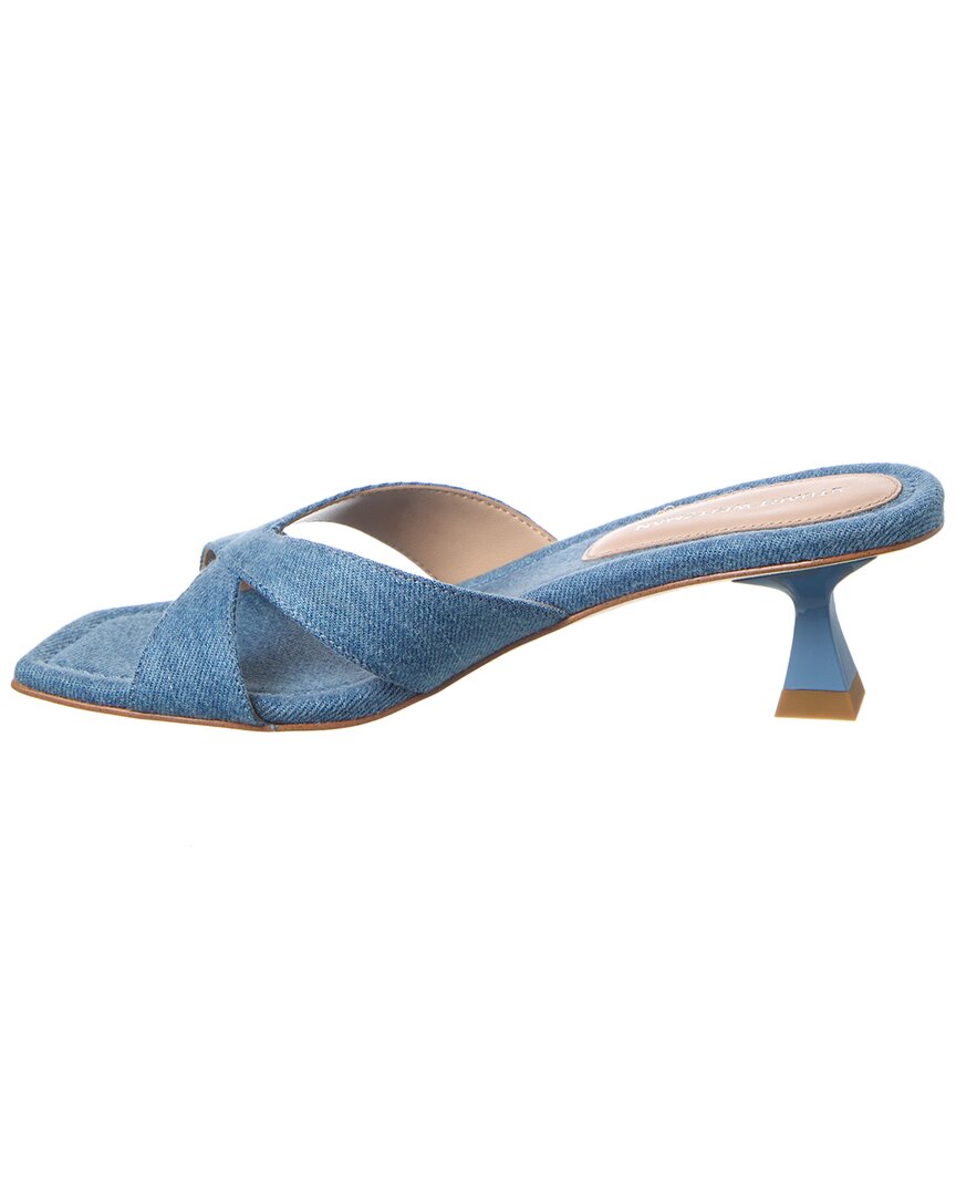 Стюарт Вайцман Майами 50 Кожаные и холщовые сандалии Stuart Weitzman, синий — фото 2