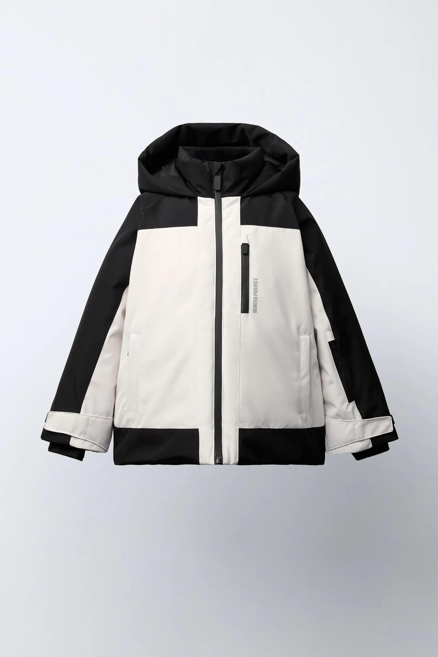 Водостойкая и ветрозащитная куртка с цветовыми блоками Zara, черный/бежевый