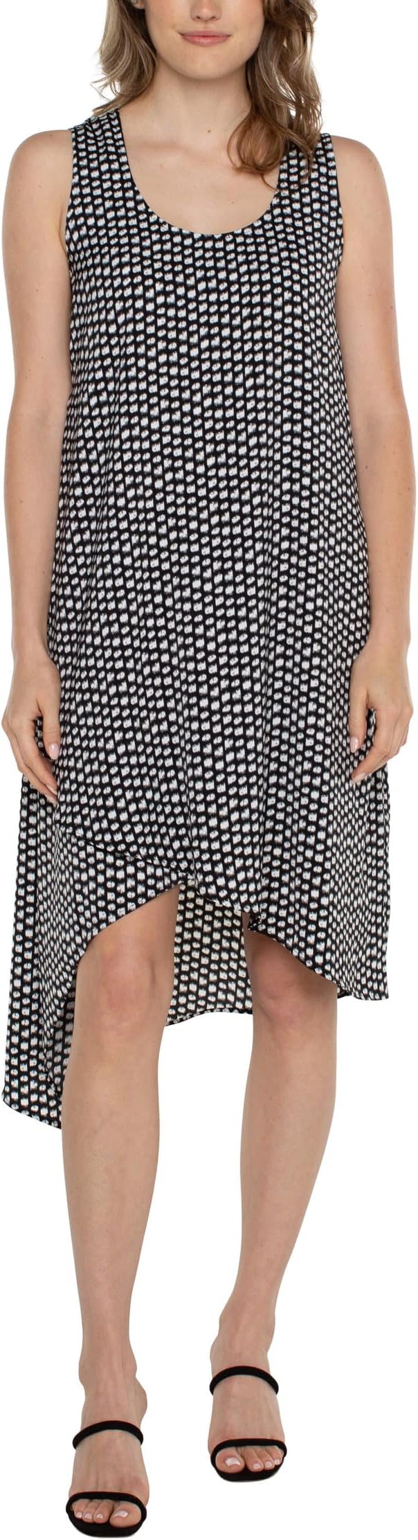 

Платье Liverpool Los Angeles Sleeveless U-Neck Dress with Asymmetric Hem, цвет Black/White Dot