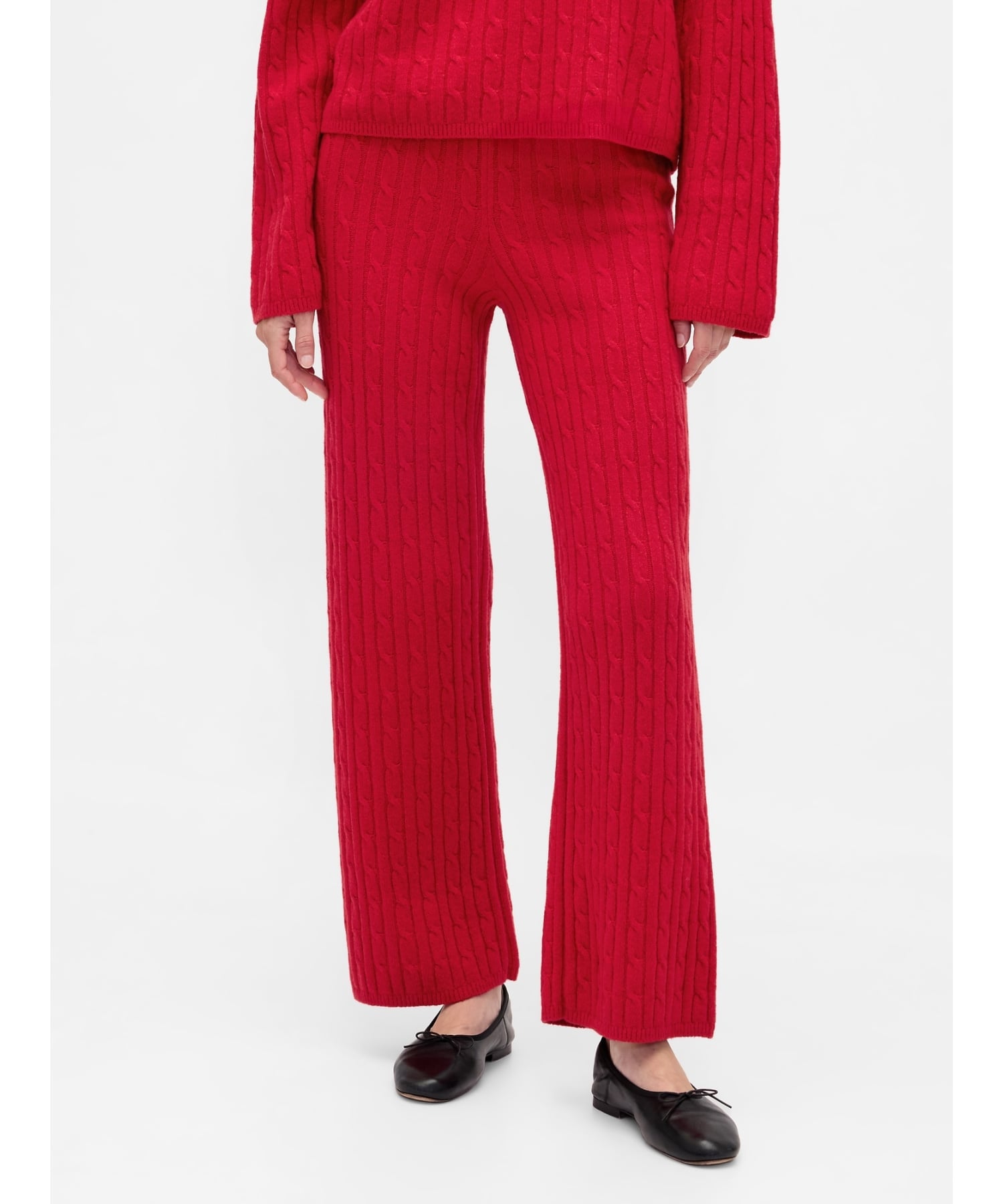 (W)CashSoft Кашемировые трикотажные брюки с кабельным плетением GAP, MODERN_RED