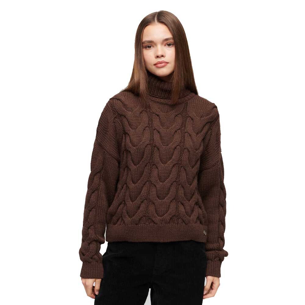 

Свитер Superdry Chain Cable Knit Polo, коричневый