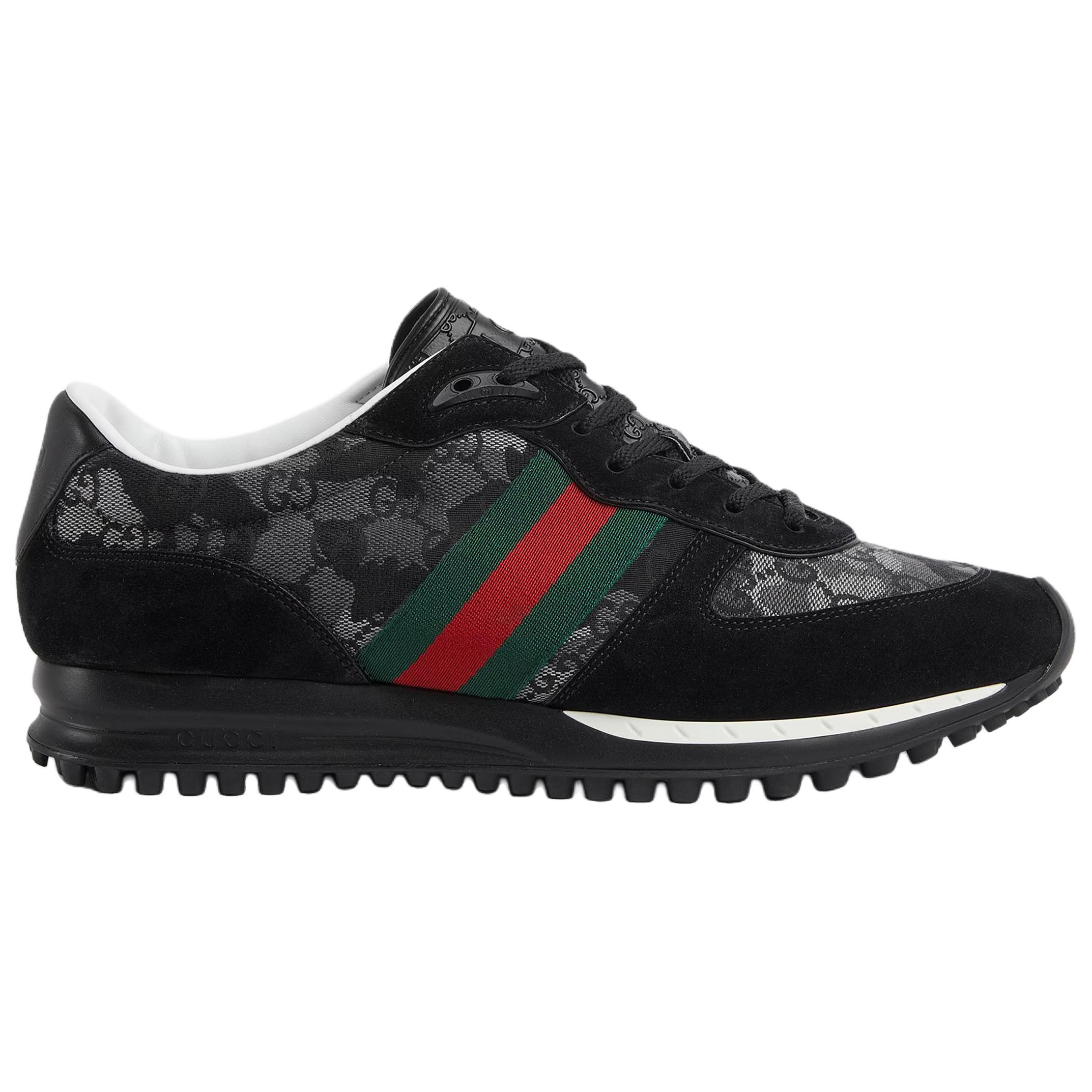 Gucci Мужские низкие повседневные кроссовки Re Motion из замши, высота подошвы 1 см, черный — фото 3