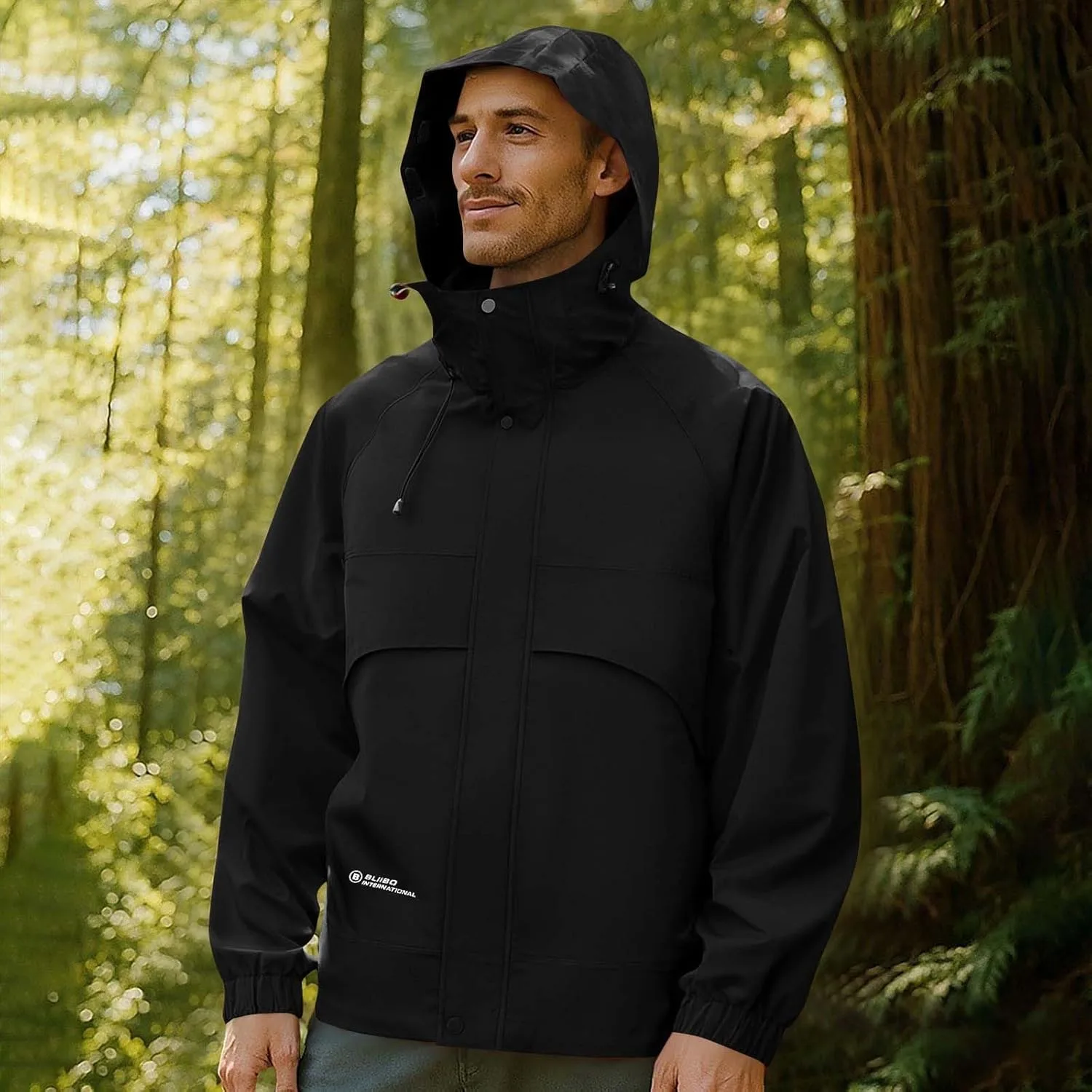 Куртка мужская утепленная для походов и кемпинга, ветровка, дождевик Unisex Waterproof для велоспорта и активного отдыха generic, черный — фото 2