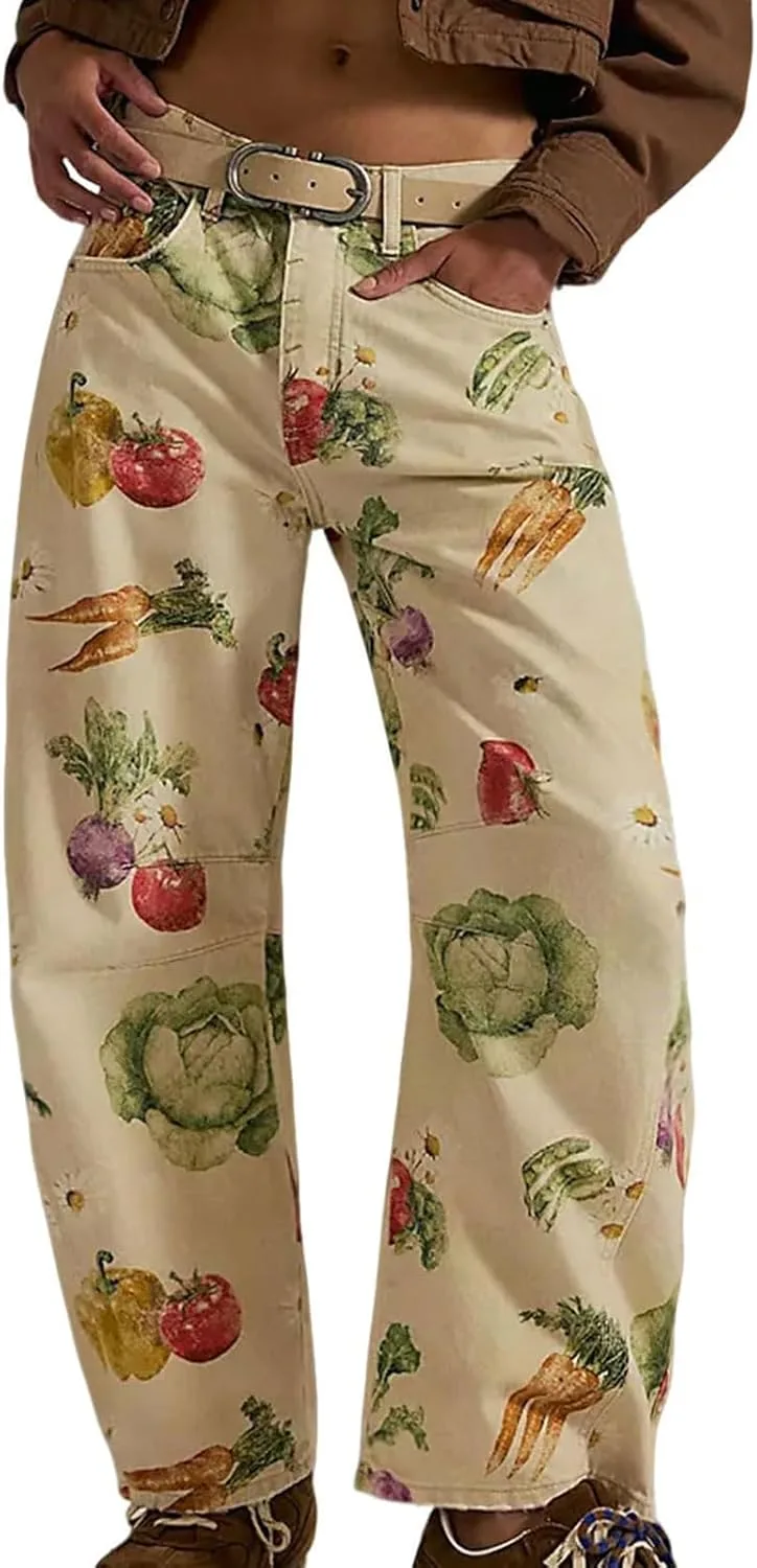 

Женские джинсы Boyfriend с цветочным принтом Mid Rise