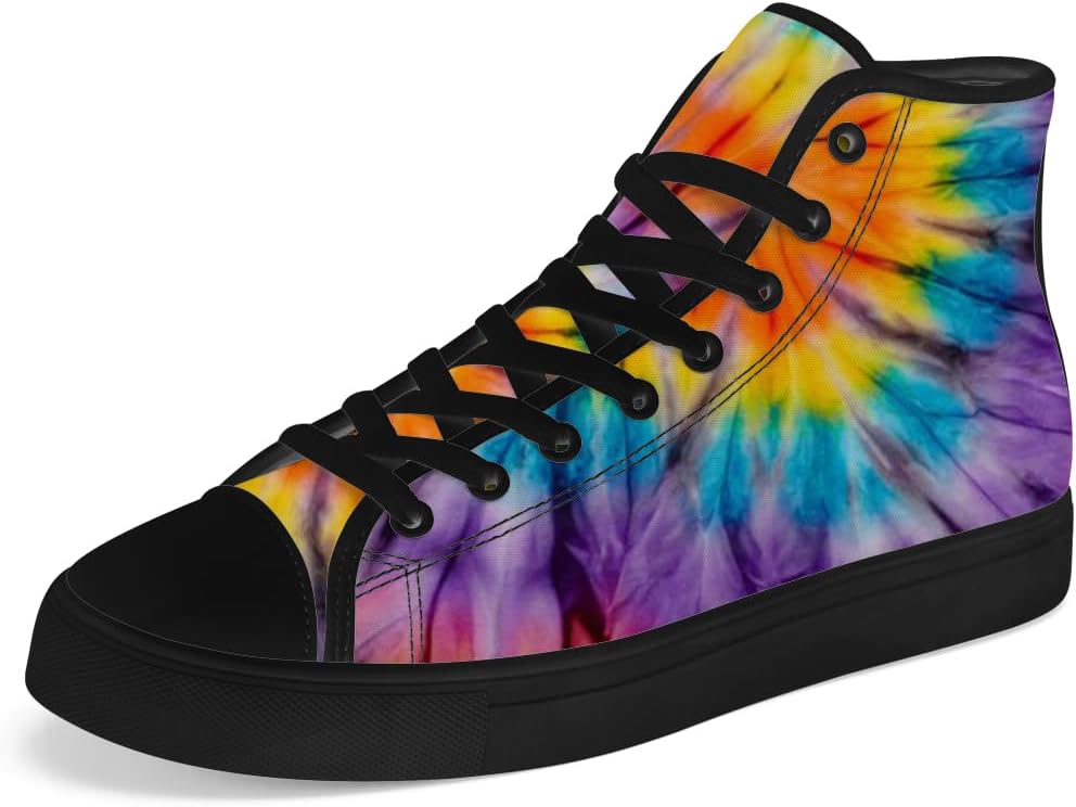 

Мужские и женские высокие кеды с узором тай-дай на холщовой ткани, высокие кроссовки на шнуровке, повседневная обувь Chebing, оранжевый