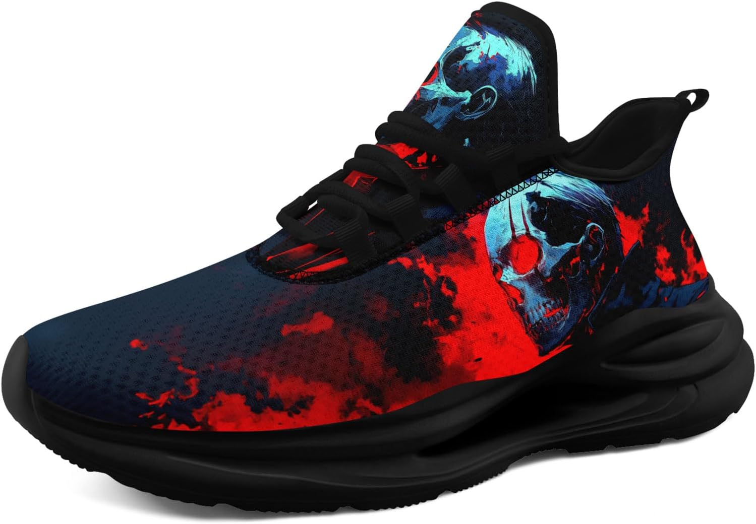 

Кроссовки AWSOLE Fashion Skull для мужчин и женщин, легкие, дышащие, на шнуровке, готические, для бега, тенниса, бейсбола и тренировок, черный/красный/синий