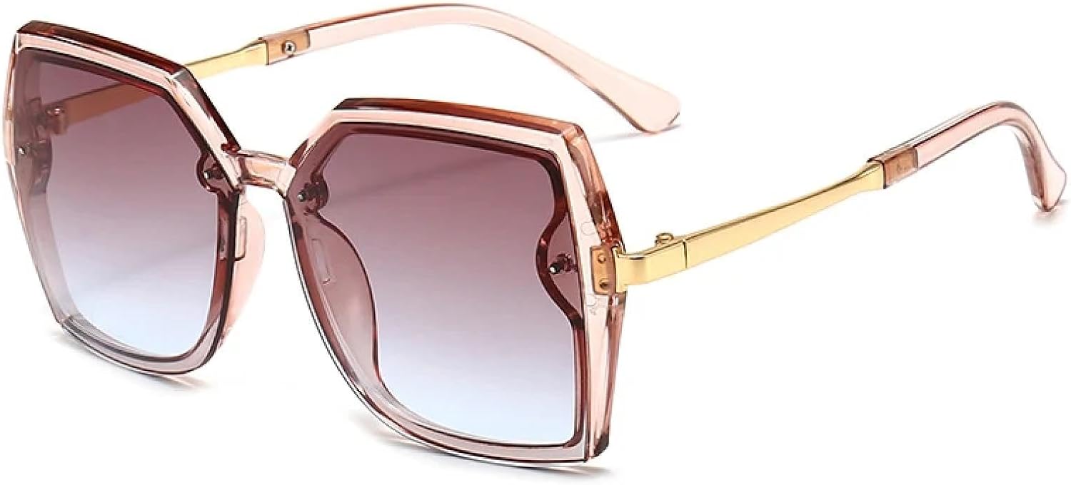 

Винтажные классические солнцезащитные очки в крупной оправе для женщин и мужчин, модные металлические очки для вождения и путешествий, защита от УФ-излучения UV400 TKKTLLT, Tea Tea Blue