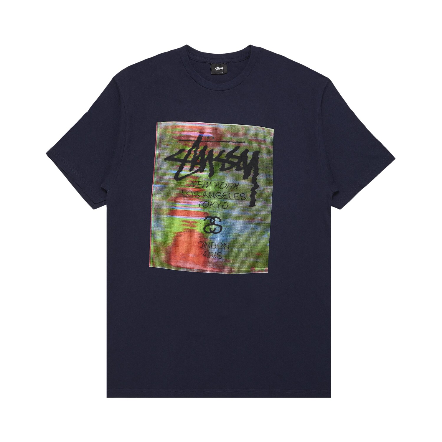 

Футболка Stussy World Tour Glitch темно-синего цвета, Синий, Футболка Stussy World Tour Glitch темно-синего цвета