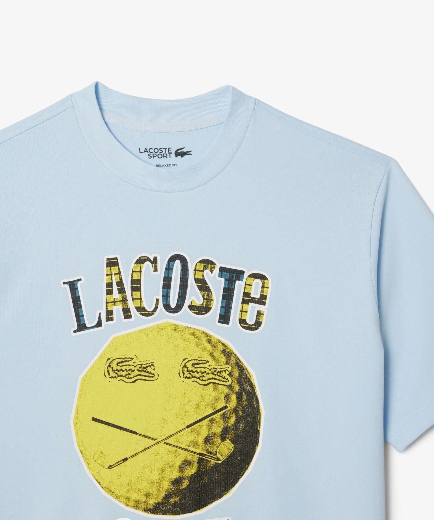 Футболка для гольфа с принтом в виде улыбающегося мяча LACOSTE, Light blue — фото 4