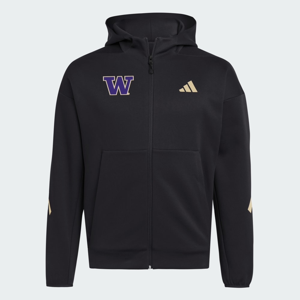 

Худи Adidas Washington Huskies Full Zip Player Travel ZNE Hoodie, цвет Black/Team Sand