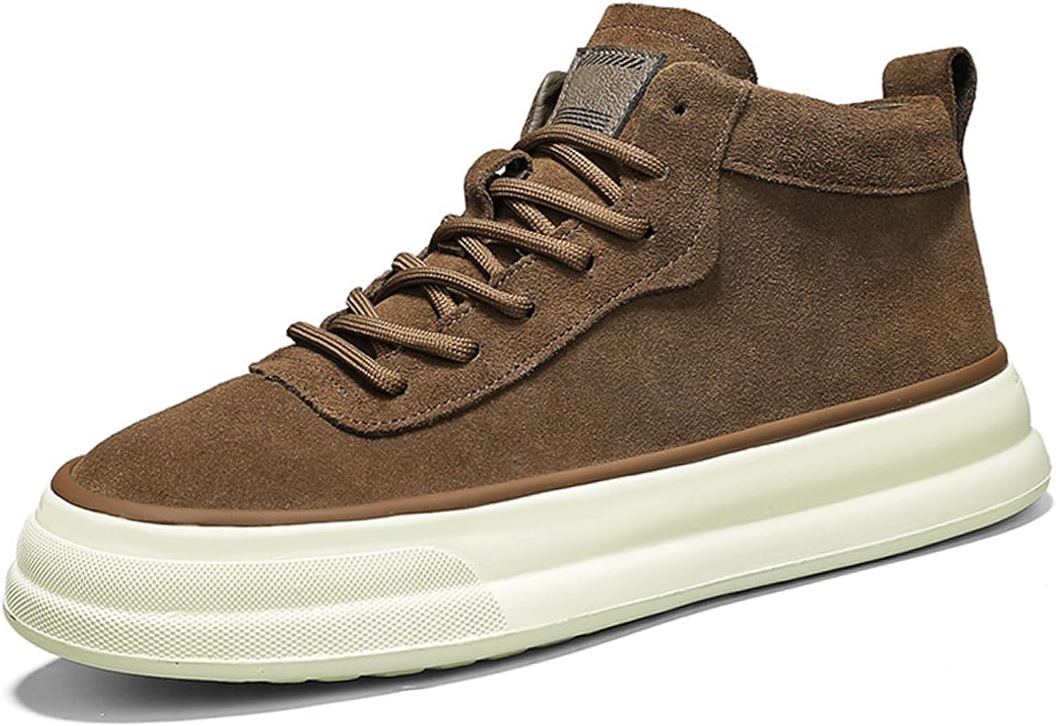 

Мужские замшевые высокие прогулочные кроссовки с толстой подошвой, повседневные скейтерские кроссовки высокой посадки Sehdk, желтый