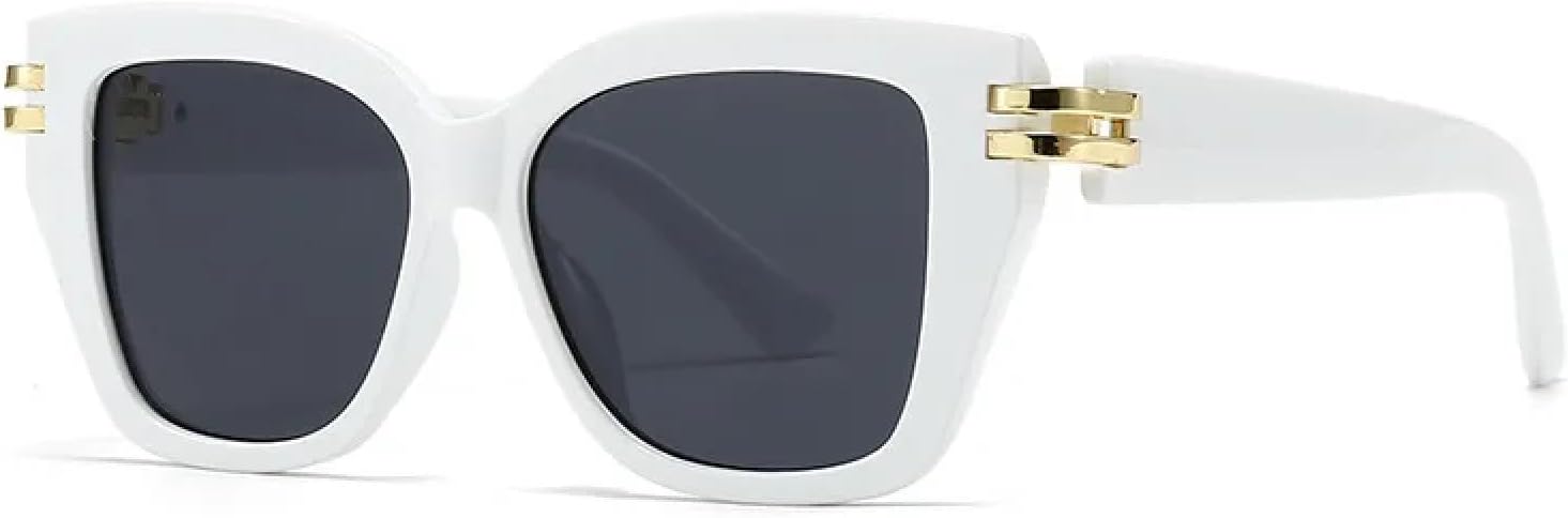 

Классические роскошные винтажные солнцезащитные очки для женщин и мужчин в стиле панк с заклепками, сексуальные, популярные, с защитой от УФ-излучения UV400 TYUVIVO, White Black