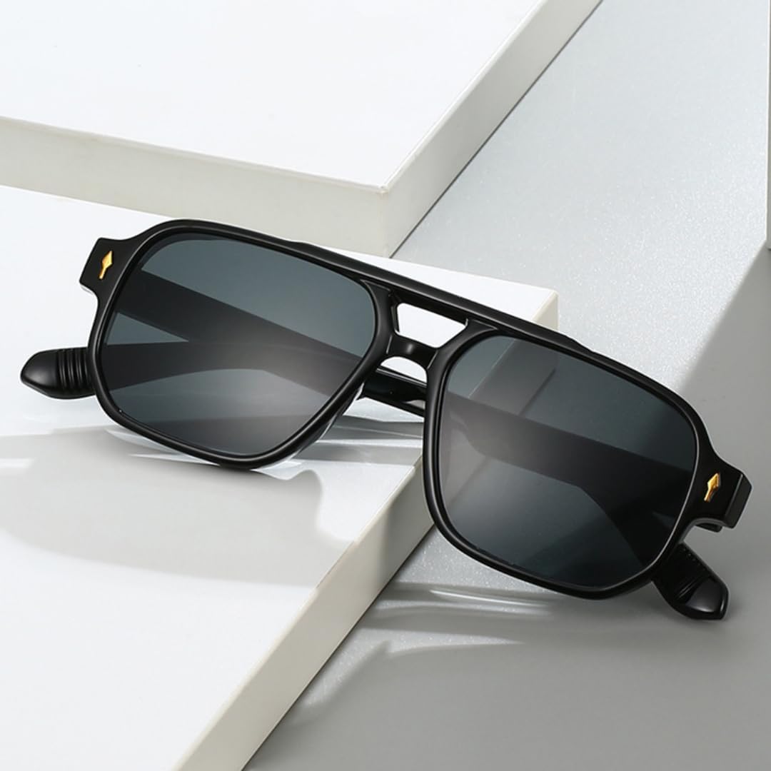 

Солнцезащитные очки с защитой UV400 | Двойная перемычка, заклепки, градиентные линзы | для женщин и мужчин, для занятий спортом на открытом воздухе и вождения DSVIGF, Black Leopard Grey