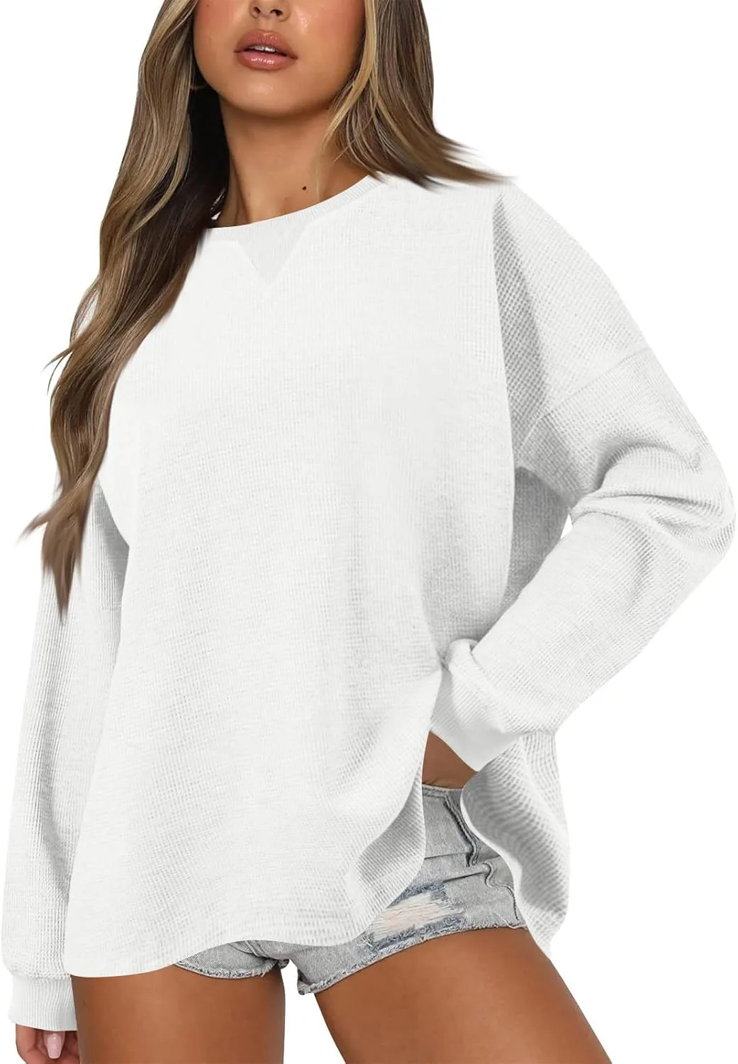 

Женский оверсайз свитшот с длинным рукавом и цветным блоком Jybuyye