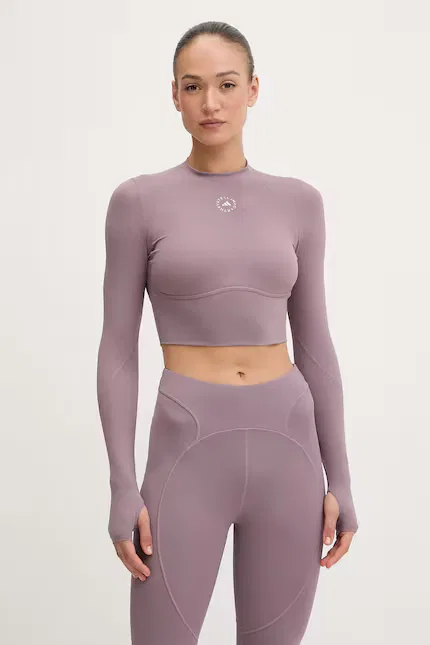 Топ с длинным рукавом кроп-топ Adidas by Stella McCartney, фиолетовый