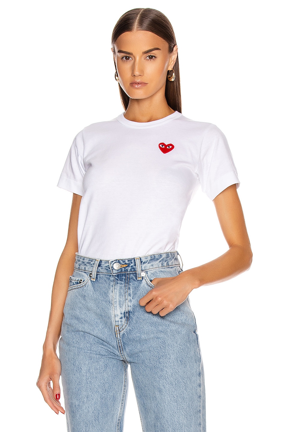 

Хлопковая футболка с красной эмблемой Comme Des Garcons Play, White