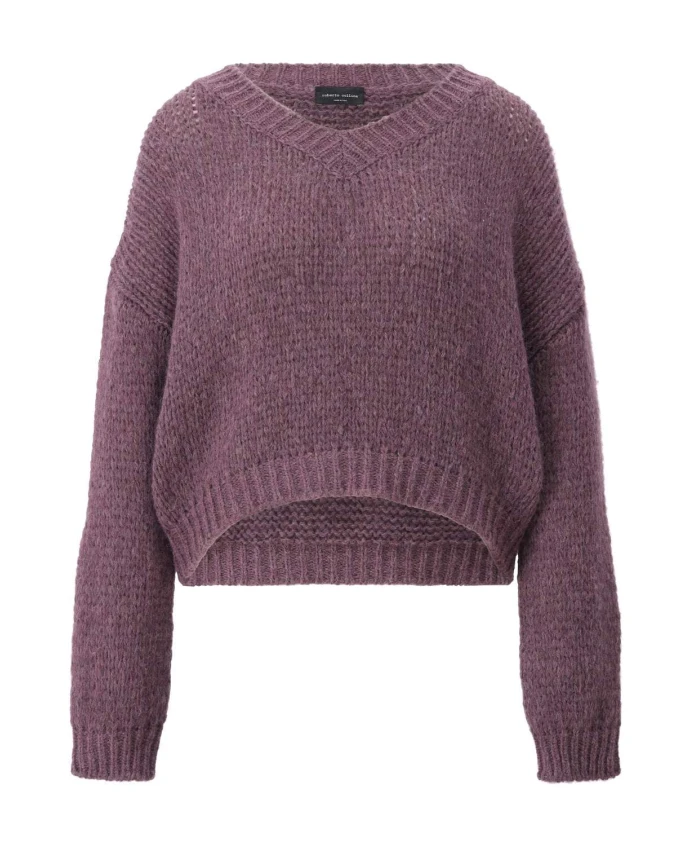 

Укороченный вязаный свитер Roberto Collina, фиолетовый