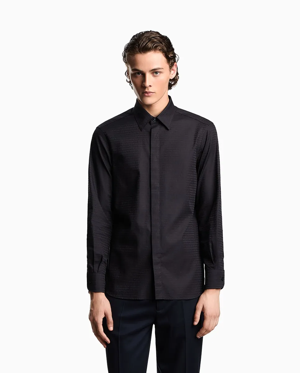 

Мужская спортивная хлопковая рубашка с многолого Emporio Armani, черный