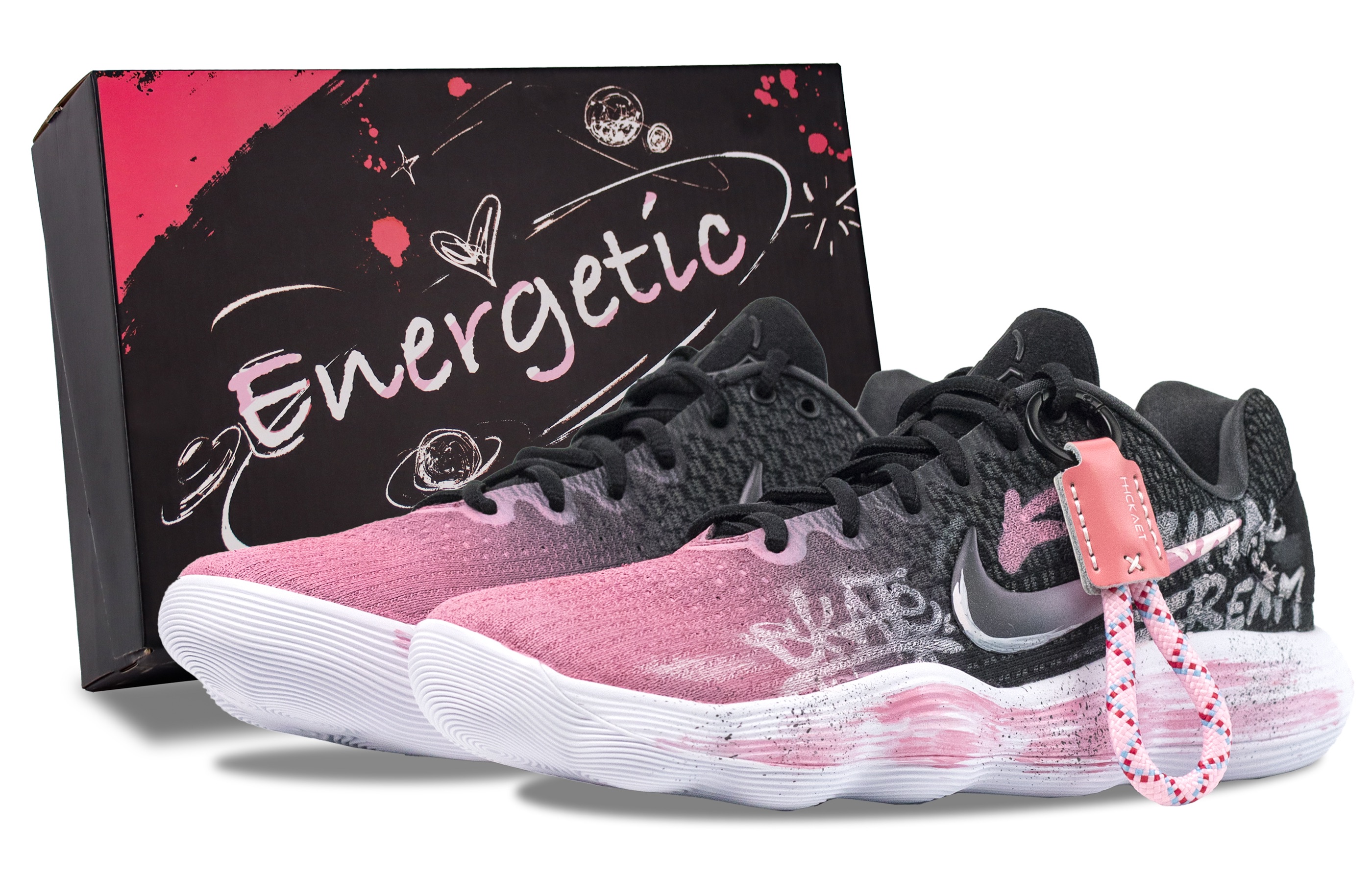 

Nike Баскетбольные кроссовки Hyperdunk Dreamy Realm 2017 года, износостойкие, низкие, мужские, цвет: черный, розовый