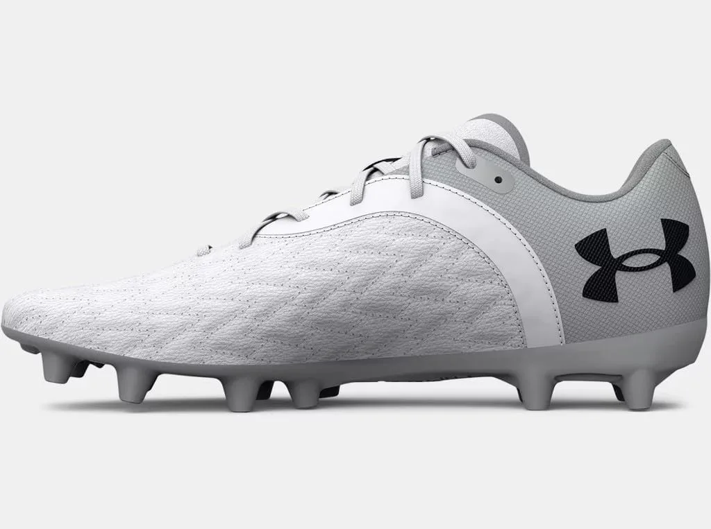 Бутсы для футбола на твердое покрытие Under Armour Clone Megnetico Premier 2.0 для мужчин, белый/серебристый/черный — фото 2