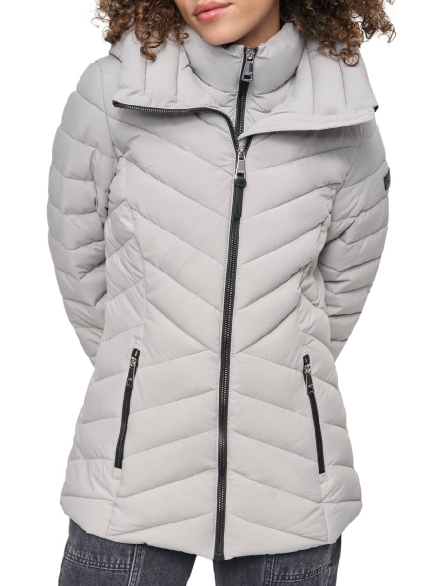 

Стеганая куртка-пуховик Missy Chevron с нагрудником DKNY, цвет Fog