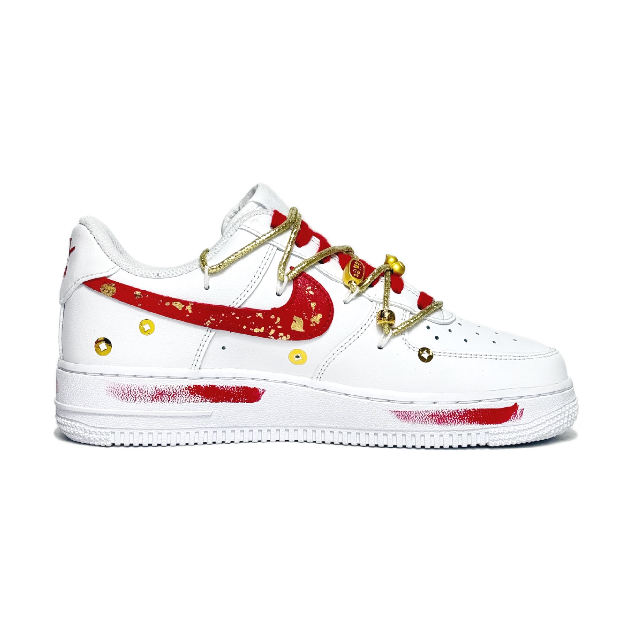 Кроссовки Air Force 1 Instant Wealth низкие скейтерские Unisex красные Nike, белый — фото 4