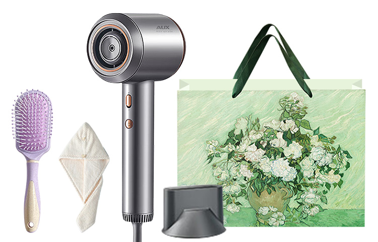 

Фен для волос Aux, Gun Grey (White Rose Gift Bag + Dry Hair Cap + Airbag Comb)