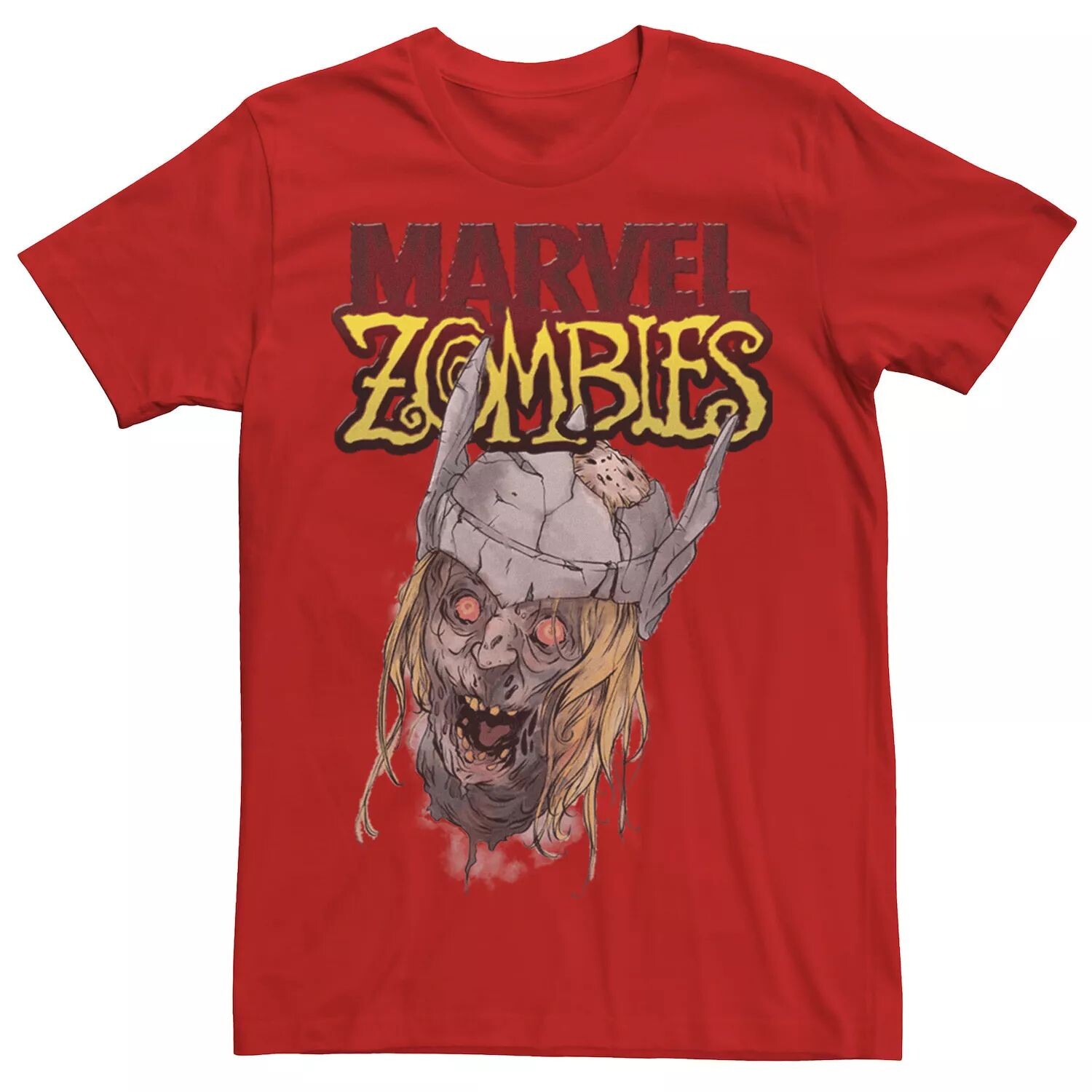 

Мужская футболка с рисунком Zombies Thor Zombie Head Marvel, красный