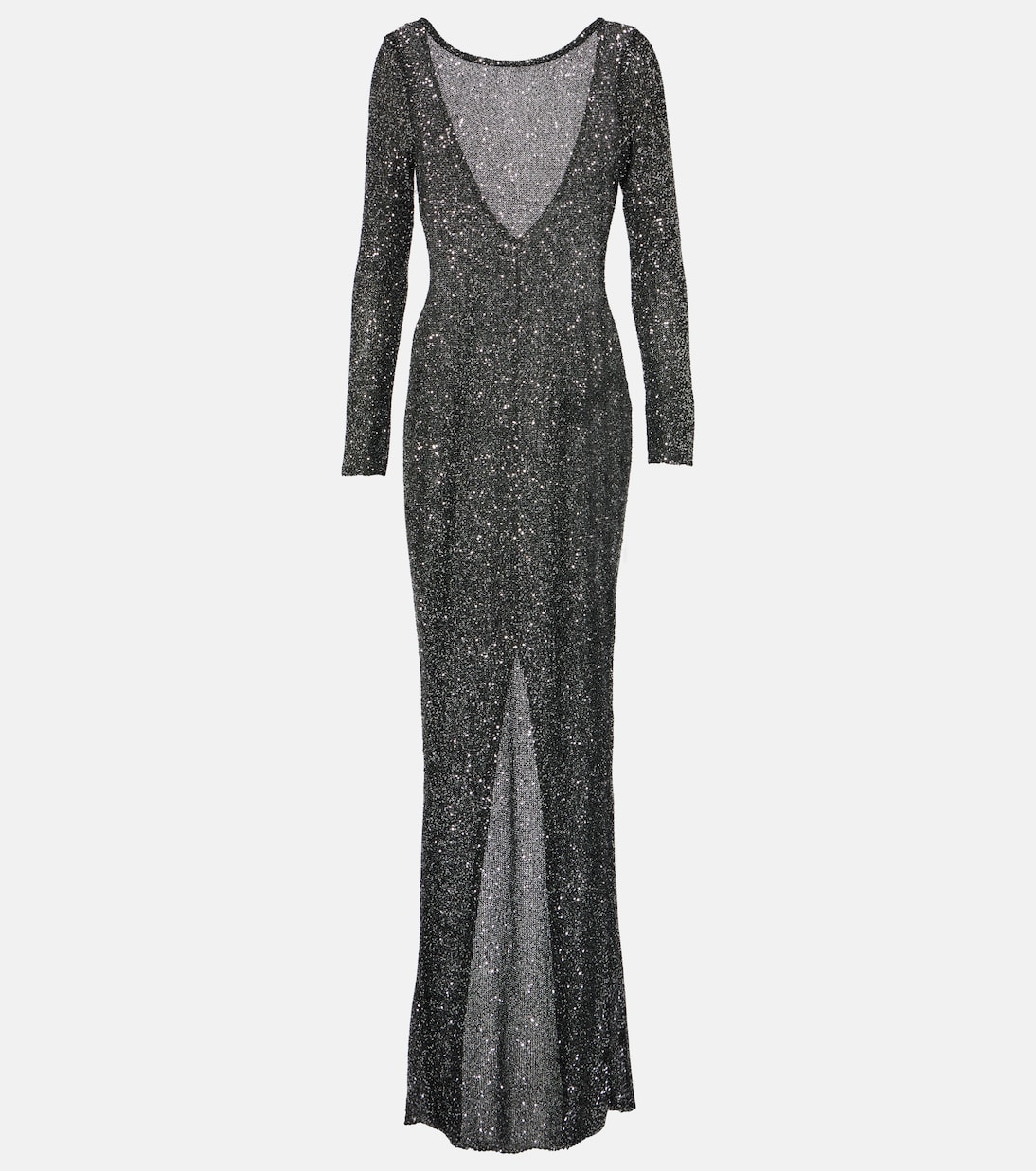 

Платье с открытой спиной, расшитое пайетками Alessandra Rich, Black-Silver