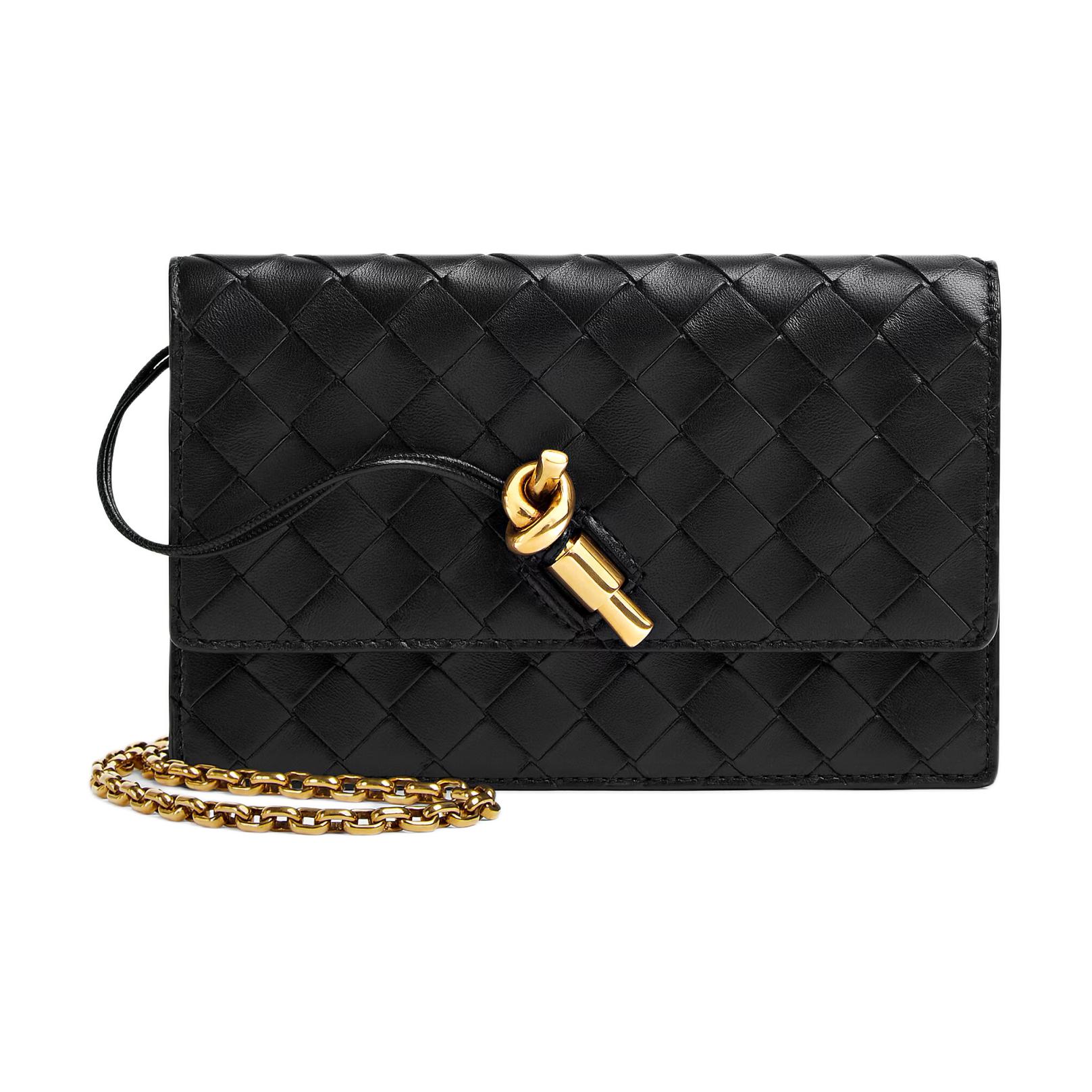 

Bottega Veneta Плетёный кошелёк из овечьей кожи женский чёрный