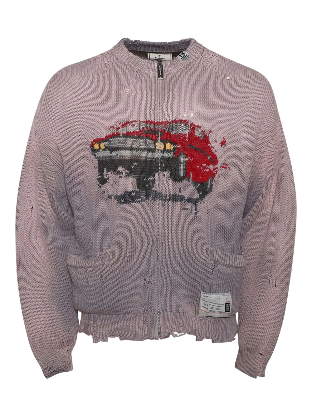 

Кардиган Car с эффектом потертости Maison Mihara Yasuhiro, розовый