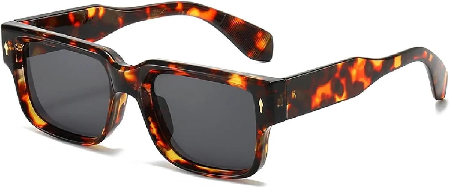 

Популярные модные солнцезащитные очки конфетных цветов для женщин, ретро-очки с заклепками, трендовые мужские градиентные очки UV400 HHZZYVY, Leopard Grey