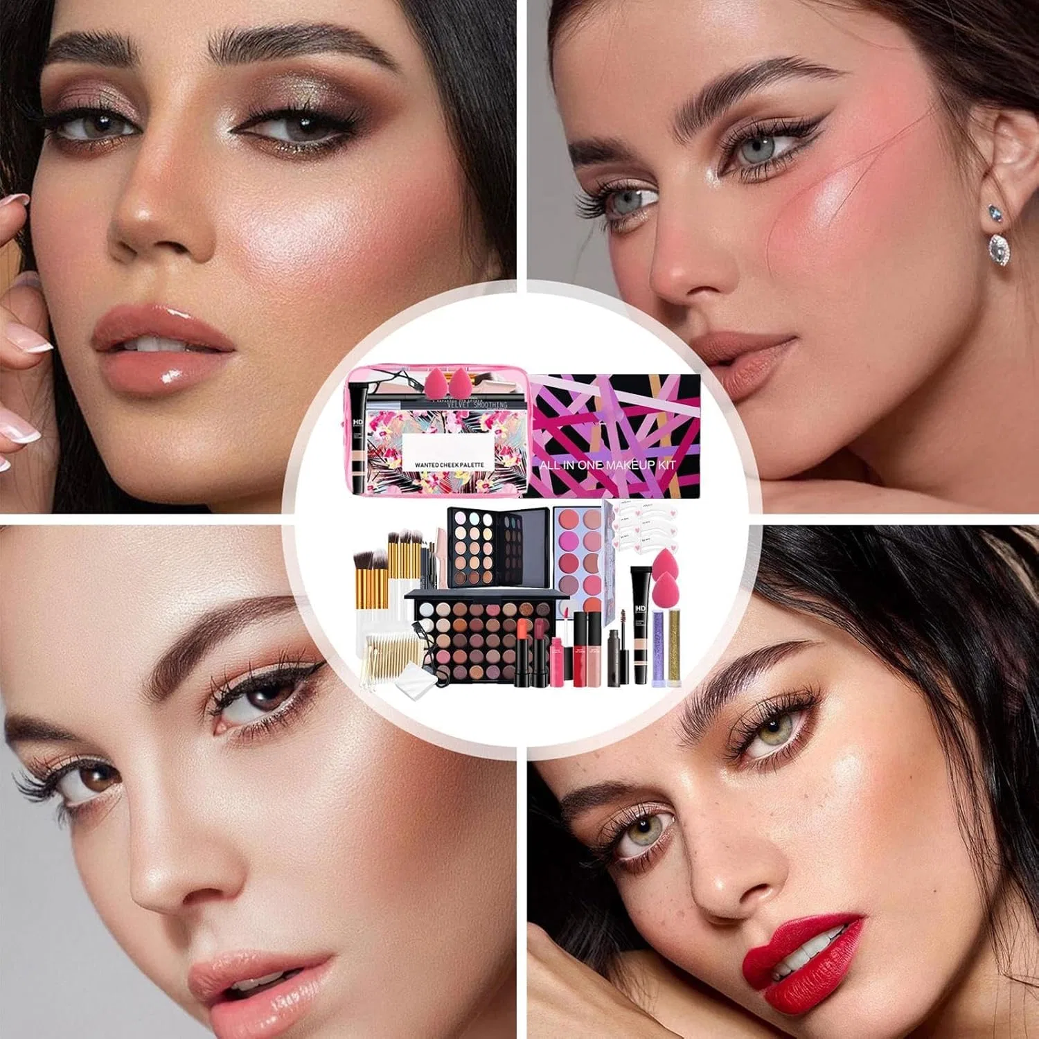 Набор косметики Complete Makeup Kit 24 Pieces Zynphancer в дорожной сумке черный — фото 4