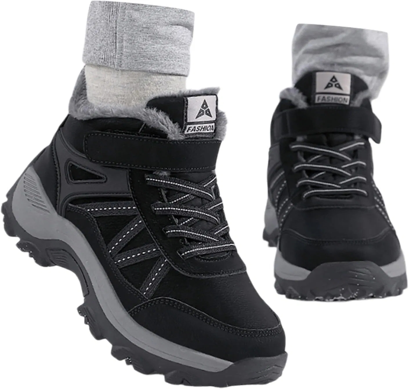 Мужские зимние ботинки Snow Boots - зимние ботинки на подкладке из плюша с бархатной вставкой, толстой подошвой, водонепроницаемые, с коротким голенищем, удобные зимние ботинки, нескользящая зимняя обувь для улицы 2025 года Qzeanxy, A01 Schwarz — фото 2