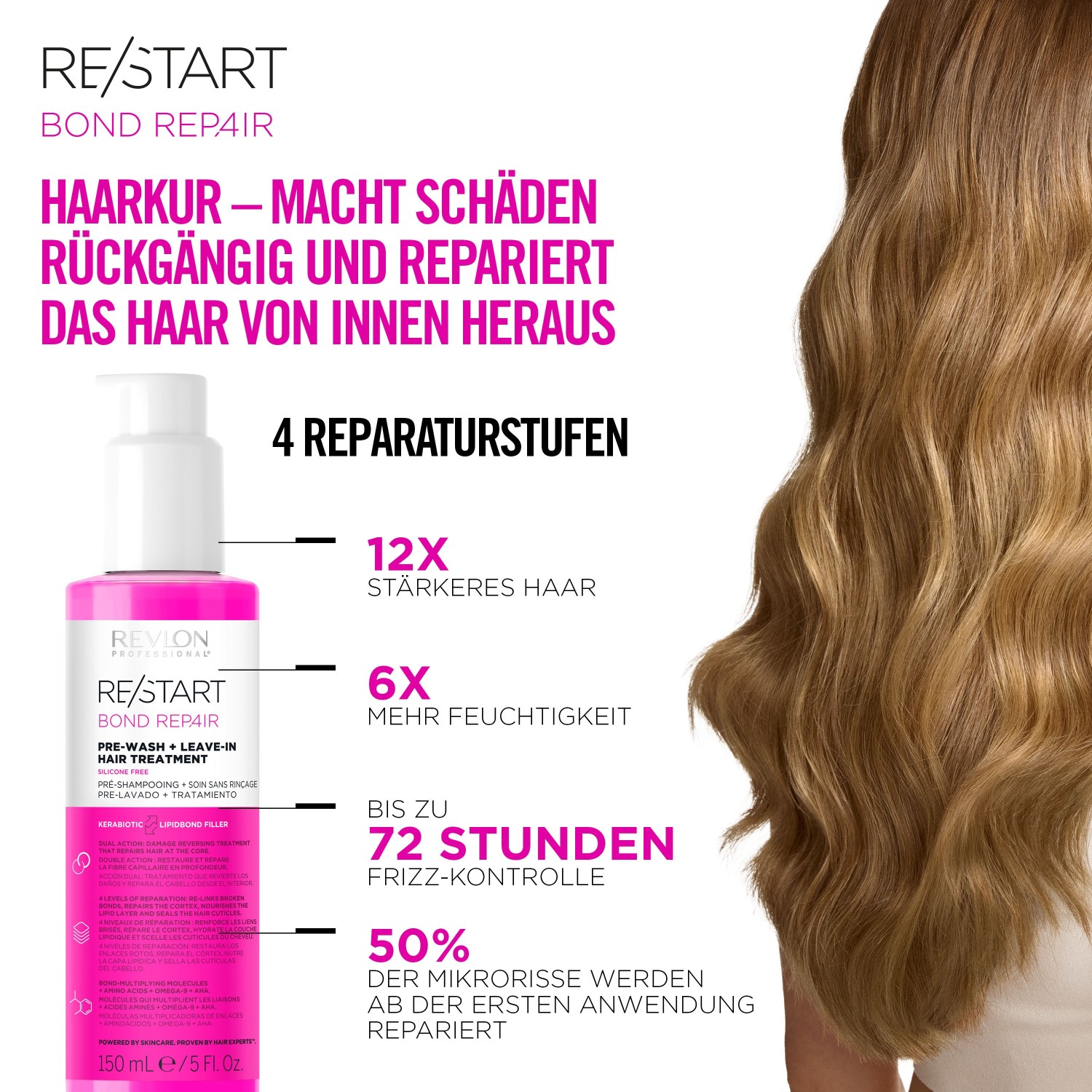 Кондиционер для волос restart bond repair pre-wash Revlon Professional, объем 150 мл — фото 3