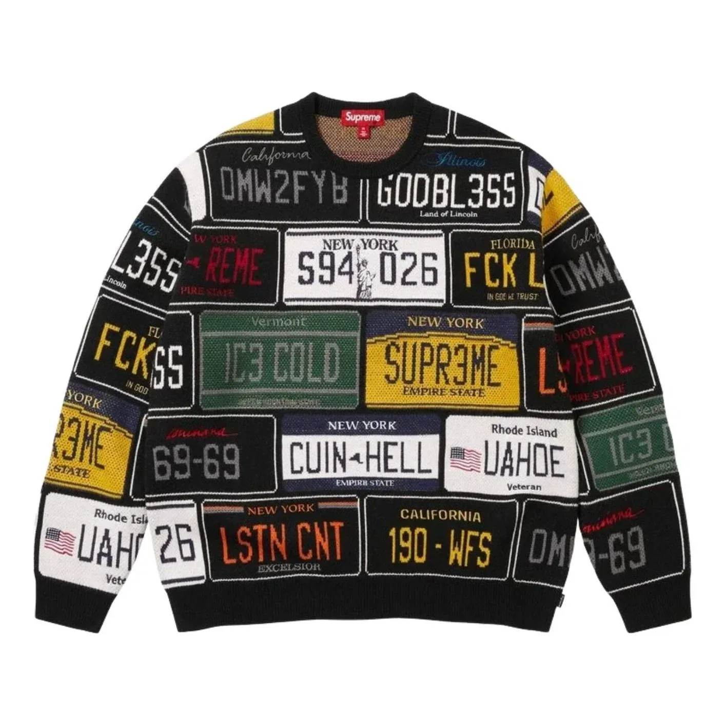 Свитер Supreme SS26 License Plate Sweater 'Black' SUP-SS26-181-BLK, черный