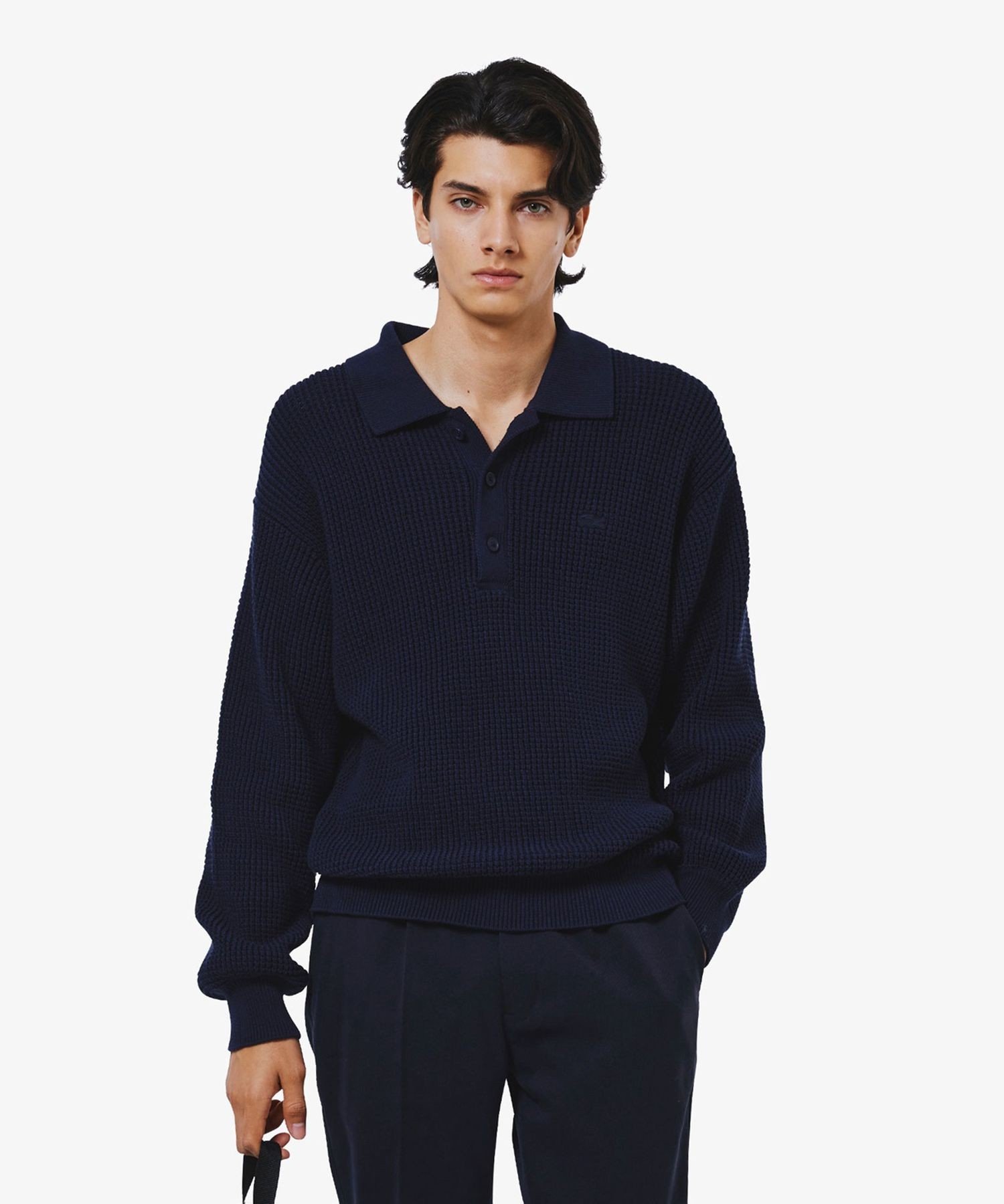 Свитер поло LACOSTE Вафельный, Navy