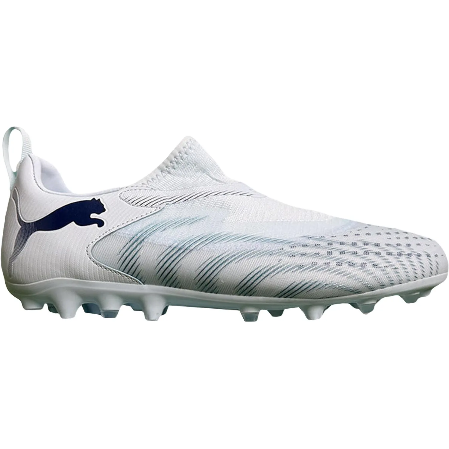 PUMA Футбольные бутсы Future 9 из искусственной кожи, нескользящие, износостойкие, дышащие, светло-голубые и белые, детские — фото 3
