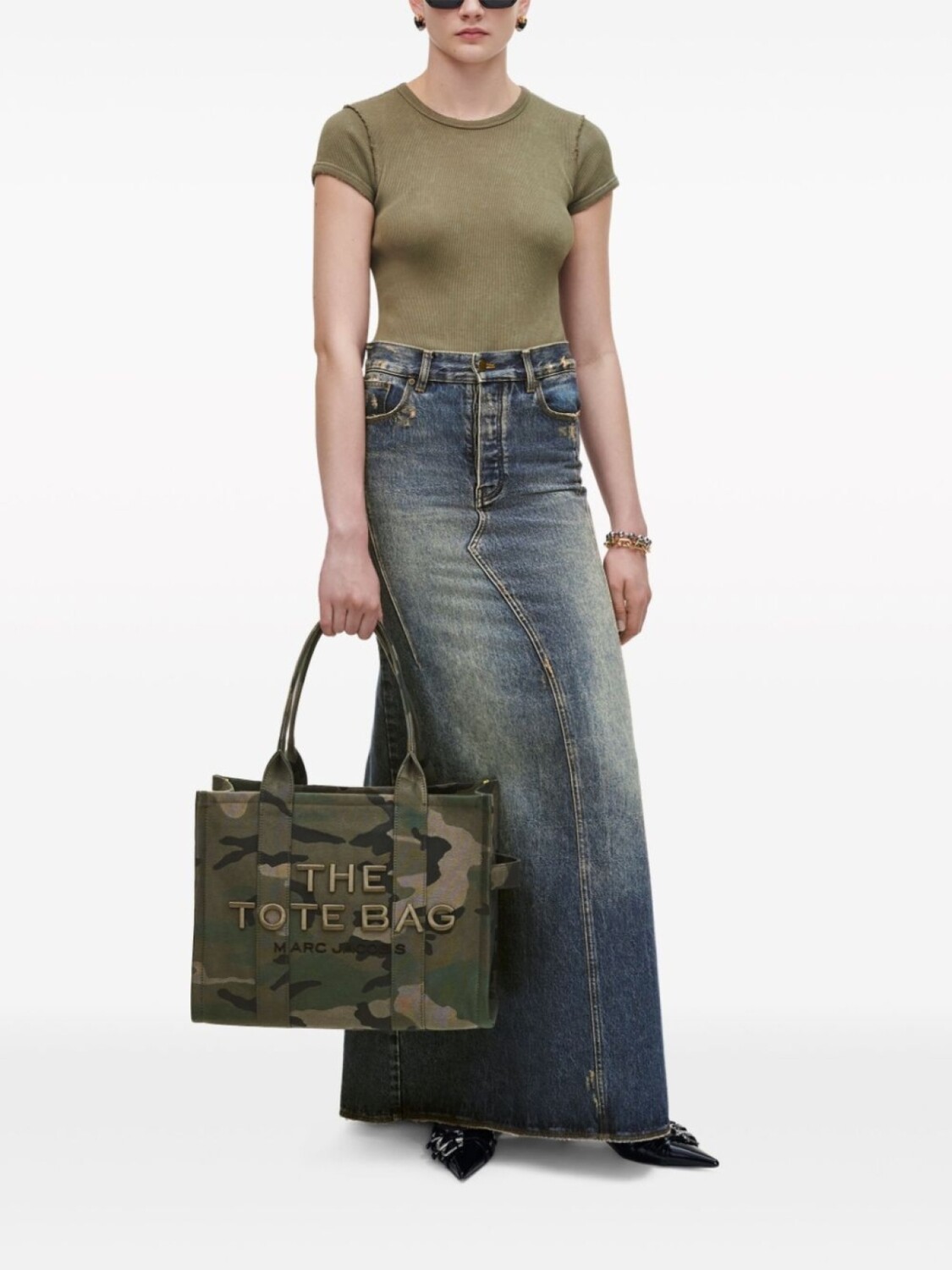 Marc Jacobs сумка The Large Camo Jacquard Tote, зеленый — фото 3