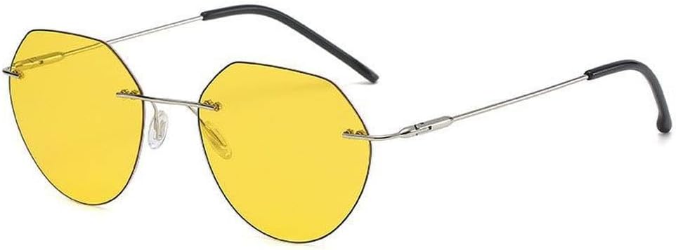 

Солнцезащитные очки без оправы для вождения в темное время суток, модные солнцезащитные очки для мужчин и женщин, фотохромные солнцезащитные очки UV400, SUN1134 Generic, Silver Yellow