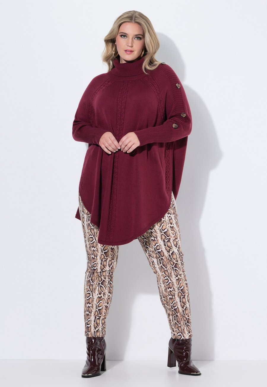 

Джемпер MIAMODA PONCHO-STYLE ZOPFMUSTER ZIPFELSAUM, Dark Claret/Berry