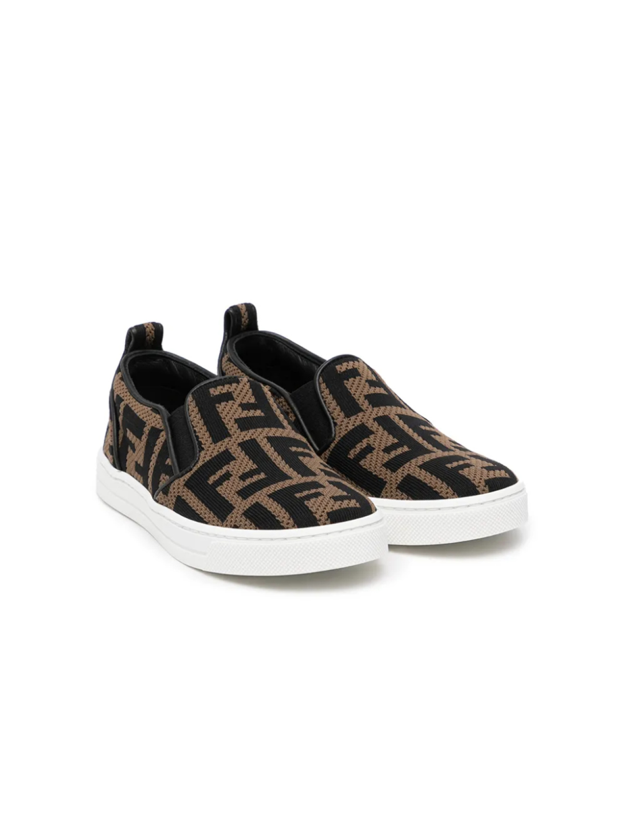 

Слипоны с узором FF Fendi Kids, коричневый